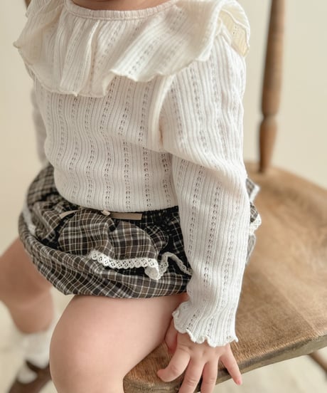 即納back ribbon ruffle collar tee