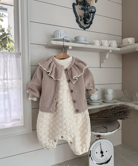 即納ruffle collar  knit cardigan