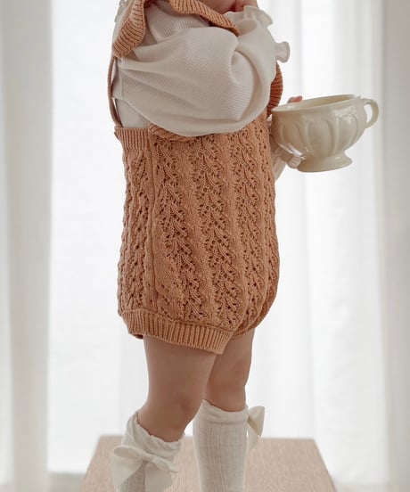 即納2way eyelet knit salopette