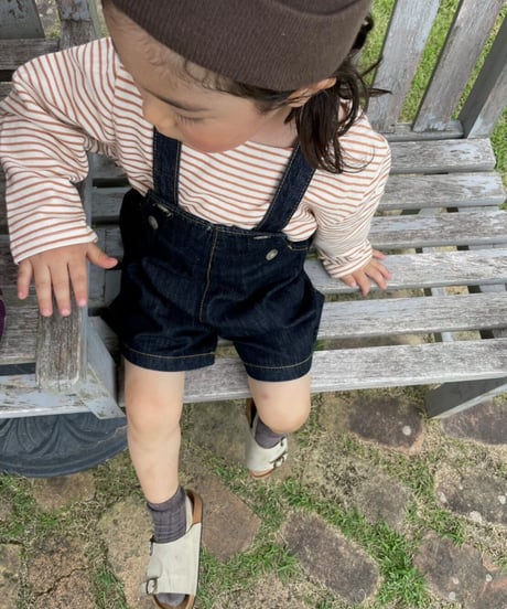 即納monbebe × alli   indigo denim salopette