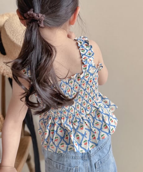即納melikey Cherry ribbon terking blouse