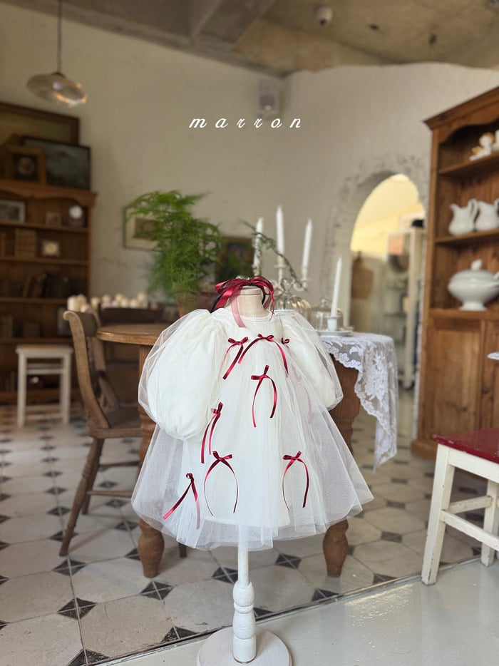 marron ribbon suitベビードレス チュール リボン original