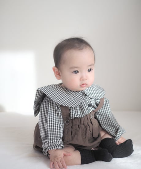 即納 mimi market Check sailor blouse