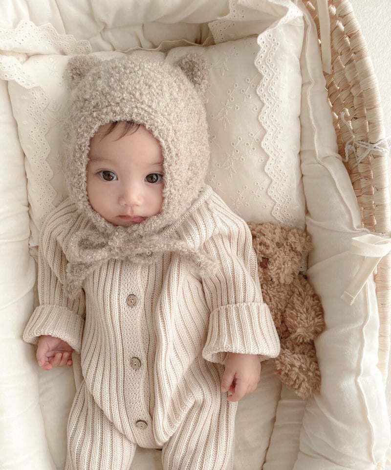 おむつカバー　ニット　アイボリー鹿柄　Lサイズ　裏ベビービニール　金属ホック付き おむつカバーニットアイボリー鹿柄Lサイズ裏ベビービニール金属