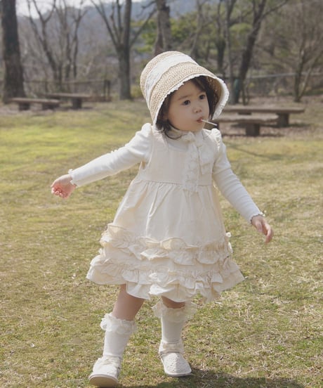 即納 monbebe Mono frill one piece (ママとお揃い)
