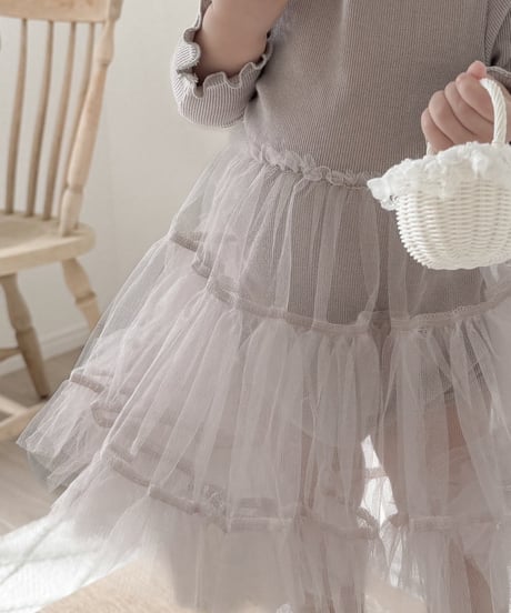 即納monbebe tulle ribbon rompers