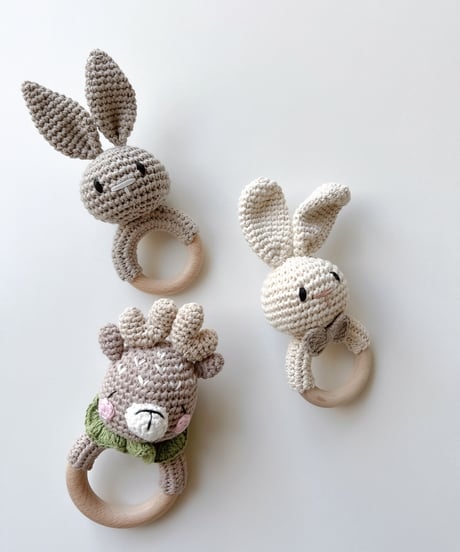 即納crochet animal rattle