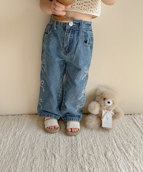 即納ribbon wide denim