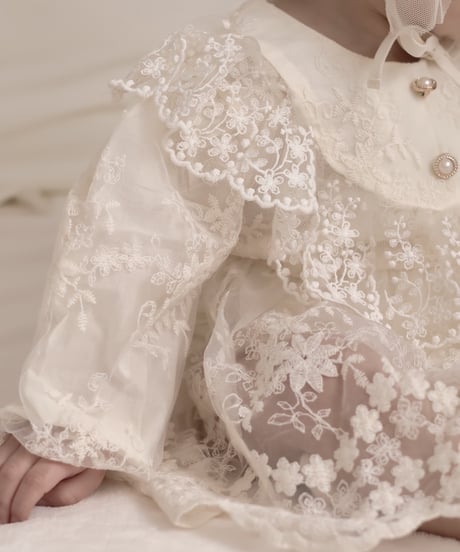 即納Lace Bouquet dress rompers