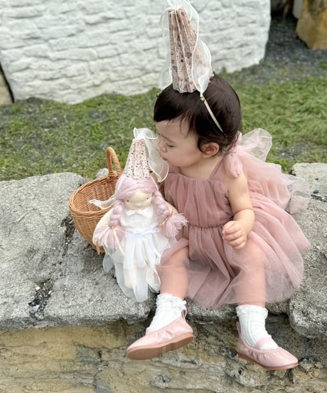 即納shoulder ribbon tulle dress