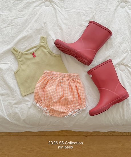 予約ninibello Tomato Button Sleeveless Top