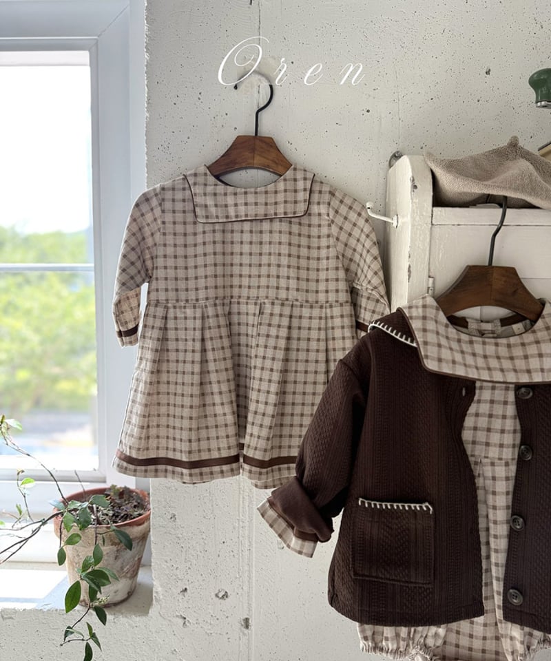 【Osaki】 Ladies セット M ブラウン 即納 OREN Brunette mini check dress | alli.