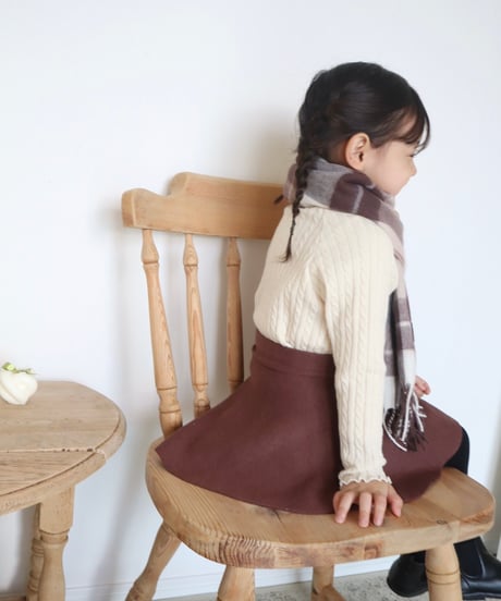 即納knit flare skirt  brown&beige