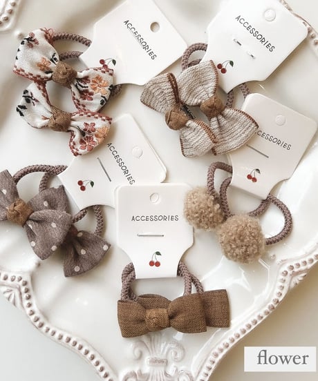 即納retro ribbon hair tie set