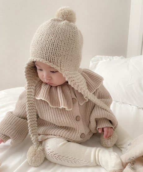 即納ruffle collar  knit cardigan