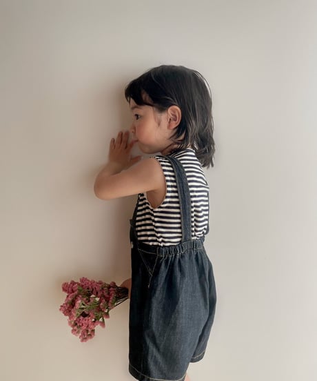 即納monbebe × alli   indigo denim salopette