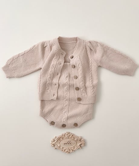 即納cable knit salopette