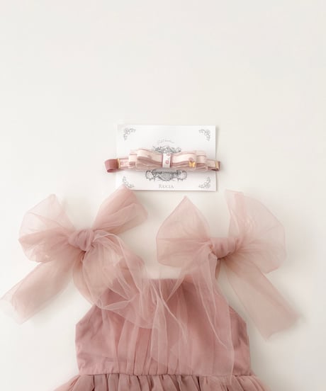 即納shoulder ribbon tulle dress