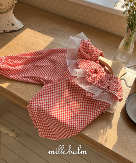即納 milkbalm frill check pant