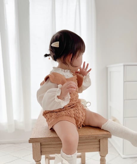即納2way eyelet knit salopette