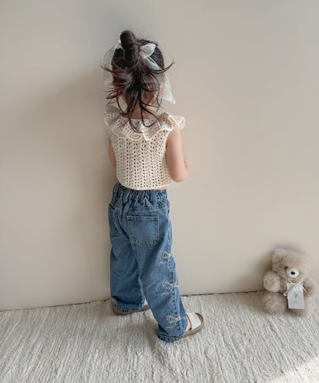 即納ribbon wide denim