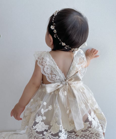 即納lace apron rompers