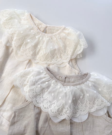 即納Dot Lace Collar Romper