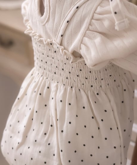 即納dot ribbon bustier rompers