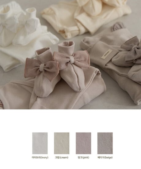 即納new born  ribbon shoes set