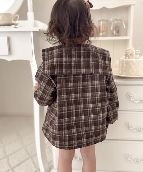 即納 sailor check coat