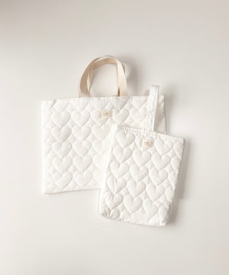 即納Heart quilting shoes bag