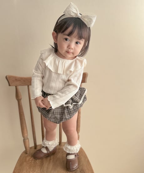 即納back ribbon ruffle collar tee