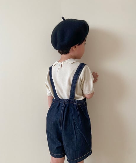 即納monbebe × alli   indigo denim salopette