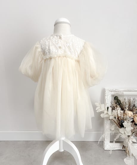 即納balloon sleeve tulle dress