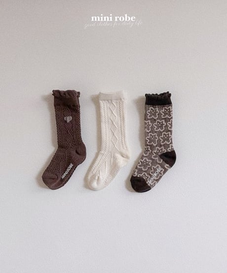 即納MINI ROBE Winter Knit Socks 3set