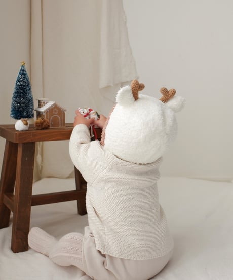 即納  Holiday reindeer bonnet