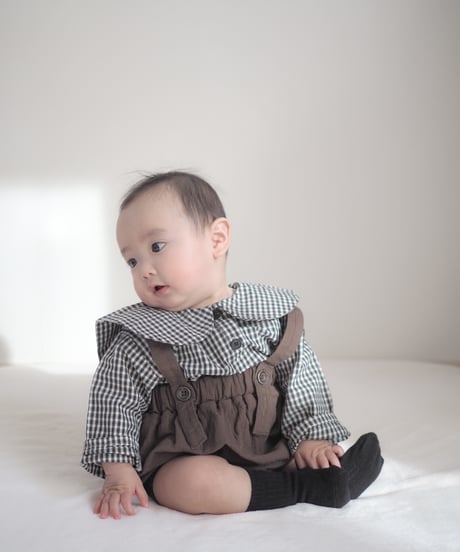 即納 mimi market Check sailor blouse