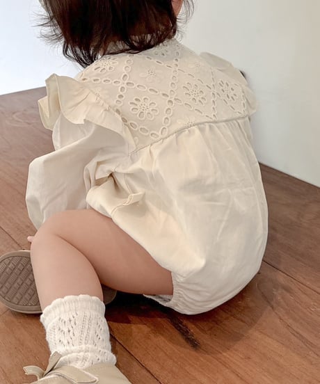 即納punching ribbon rompers