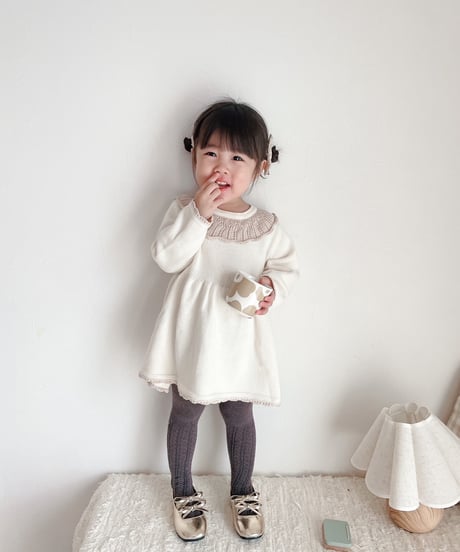即納 scallop knit one-piece