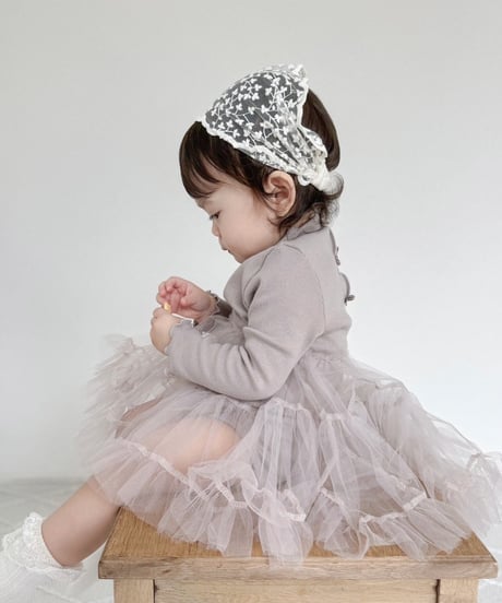 即納monbebe tulle ribbon rompers