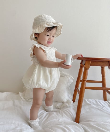即納baby  flower embroidery hat