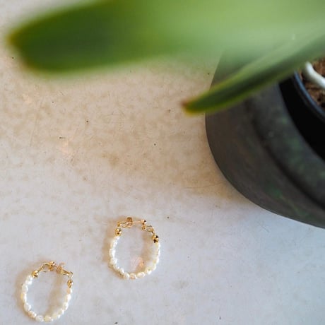 淡水パールフープピアス/40mm