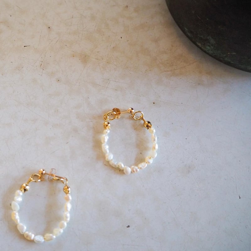 淡水パールフープピアス/40mm | Funif 淡水パールフープピアス/40mm | Funif