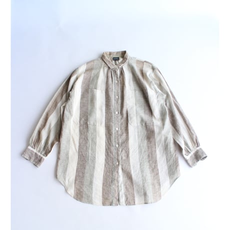 80's Linen wide stripe shirt