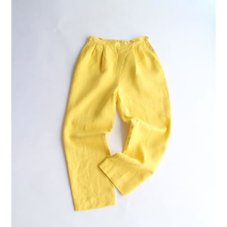 90's Linen tuck pants "Yellow"