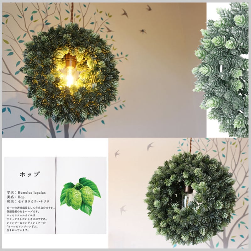 新品 LED クリスマス ホップリース ライト 照明 イルミネーション 当社オリジナル商品！カフェやディスプレイにも♪ リース LEDライト ホップリース 照明 リビング ディスプレイ フェイク