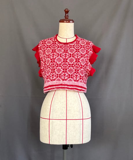 【Sway】<Jacquard Summer knit vest> Mix & Red
