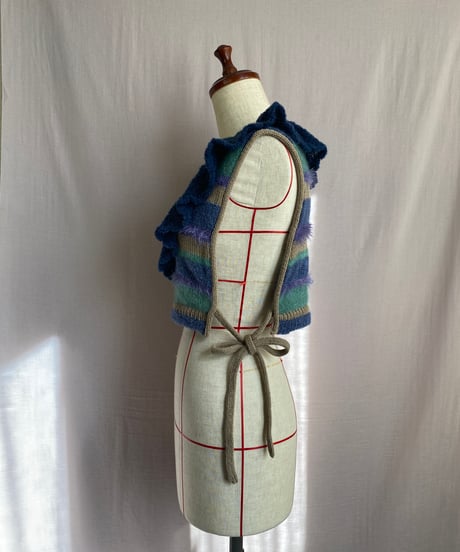 【Sway】<Crazy border vest> Blue mix