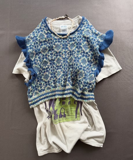 【Sway】<Jacquard Summer knit vest> Mix & Blue
