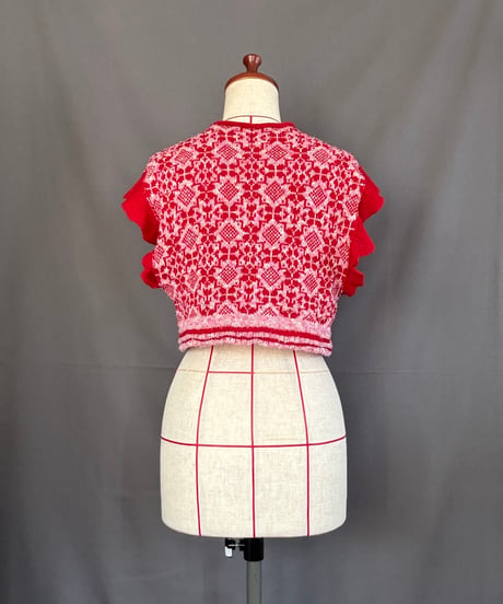 【Sway】<Jacquard Summer knit vest> Mix & Red